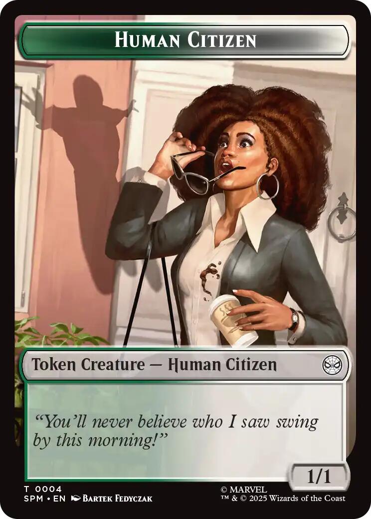 Human Citizen // Treasure Double-Sided Token [Marvel's Spider-Man Tokens] MTG Single Magic: The Gathering | Red Claw Gaming