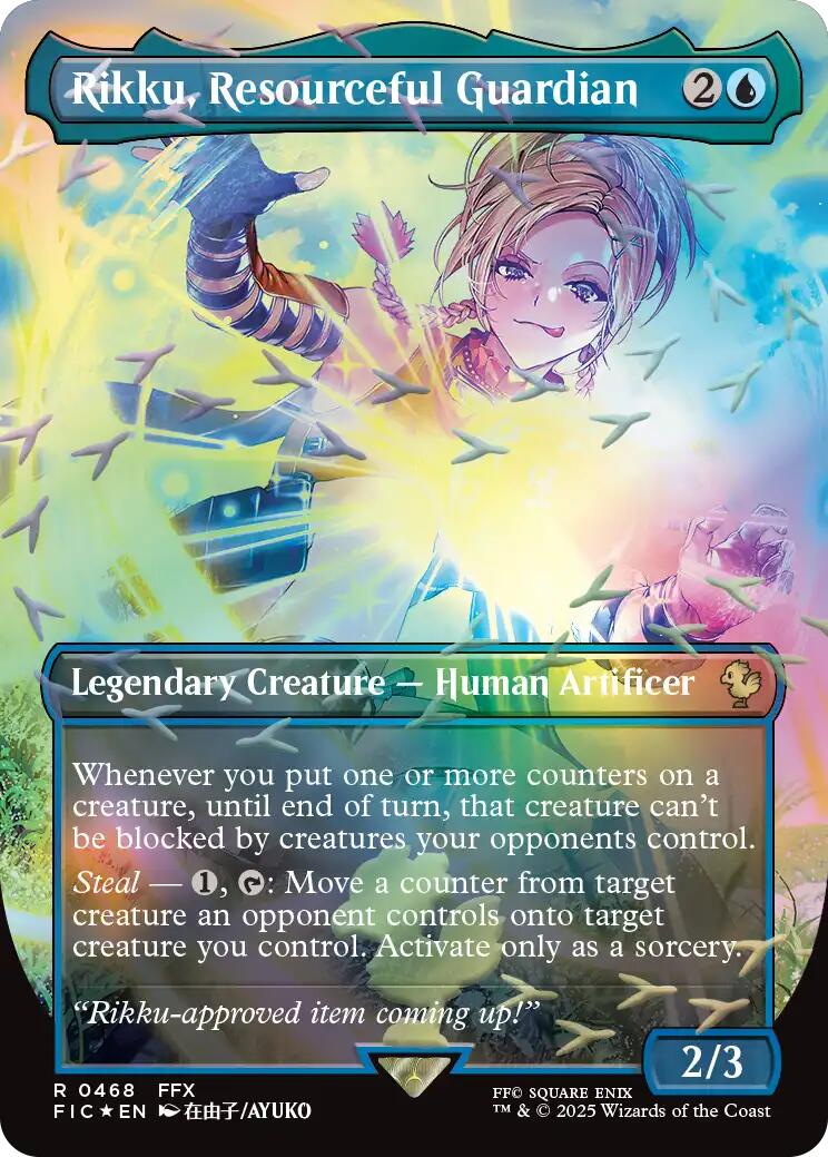 Rikku, Resourceful Guardian (Borderless) (Chocobo Track Foil) [FINAL FANTASY Commander] MTG Single Magic: The Gathering | Red Claw Gaming