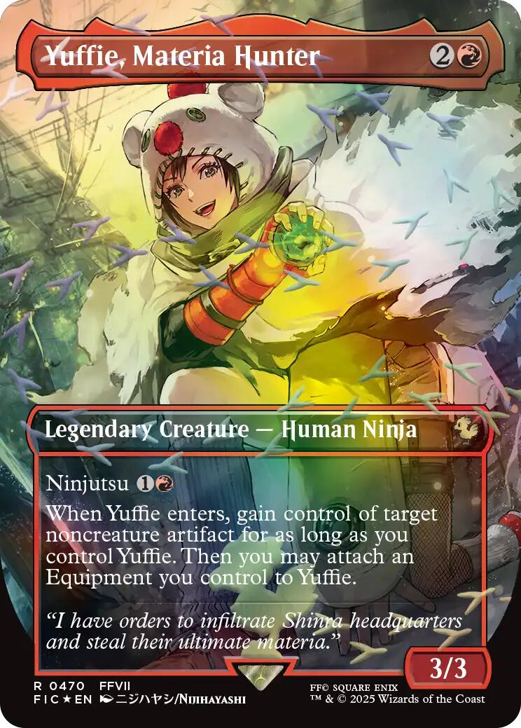 Yuffie, Materia Hunter (Borderless) (Chocobo Track Foil) [FINAL FANTASY Commander] MTG Single Magic: The Gathering | Red Claw Gaming