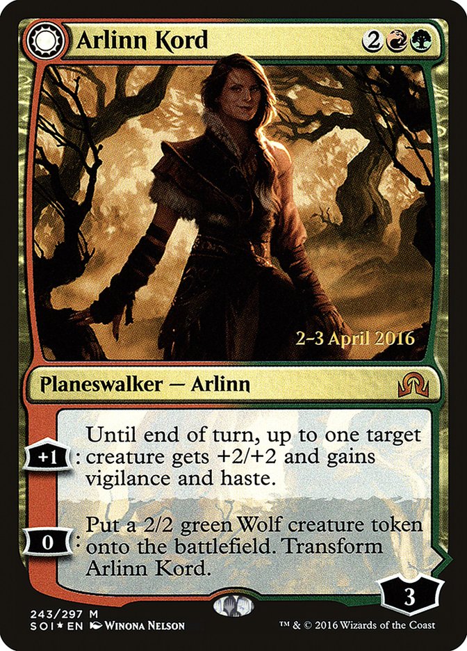 Arlinn Kord // Arlinn, Embraced by the Moon [Shadows over Innistrad Prerelease Promos] MTG Single Magic: The Gathering | Red Claw Gaming