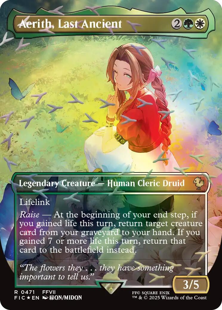 Aerith, Last Ancient (Borderless) (Chocobo Track Foil) [FINAL FANTASY Commander] MTG Single Magic: The Gathering | Red Claw Gaming
