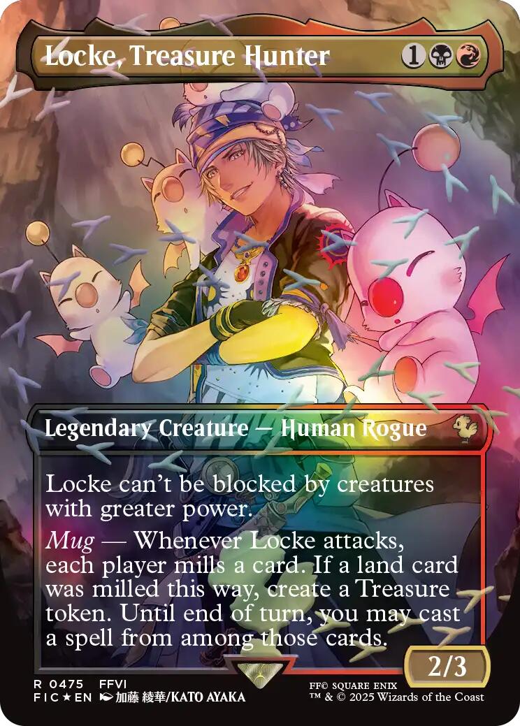 Locke, Treasure Hunter (Borderless) (Chocobo Track Foil) [FINAL FANTASY Commander] MTG Single Magic: The Gathering | Red Claw Gaming