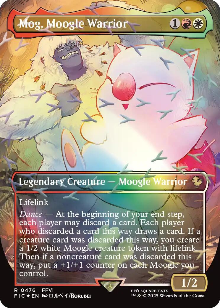 Mog, Moogle Warrior (Borderless) (Chocobo Track Foil) [FINAL FANTASY Commander] MTG Single Magic: The Gathering | Red Claw Gaming