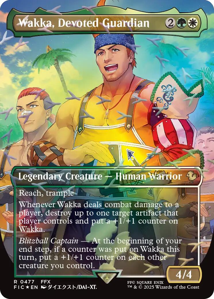 Wakka, Devoted Guardian (Borderless) (Chocobo Track Foil) [FINAL FANTASY Commander] MTG Single Magic: The Gathering | Red Claw Gaming
