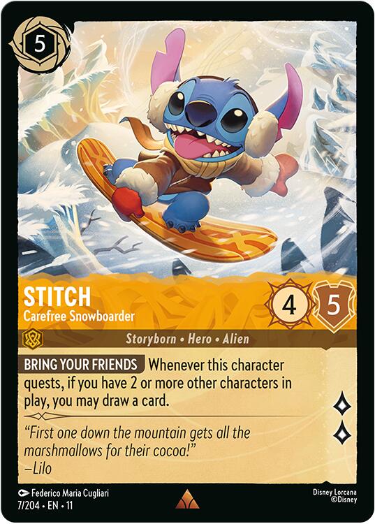 Stitch - Carefree Snowboarder (7/204) [Winterspell] Lorcana Single Disney | Red Claw Gaming