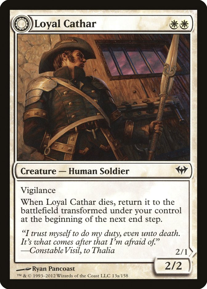 Loyal Cathar // Unhallowed Cathar [Dark Ascension] MTG Single Magic: The Gathering | Red Claw Gaming