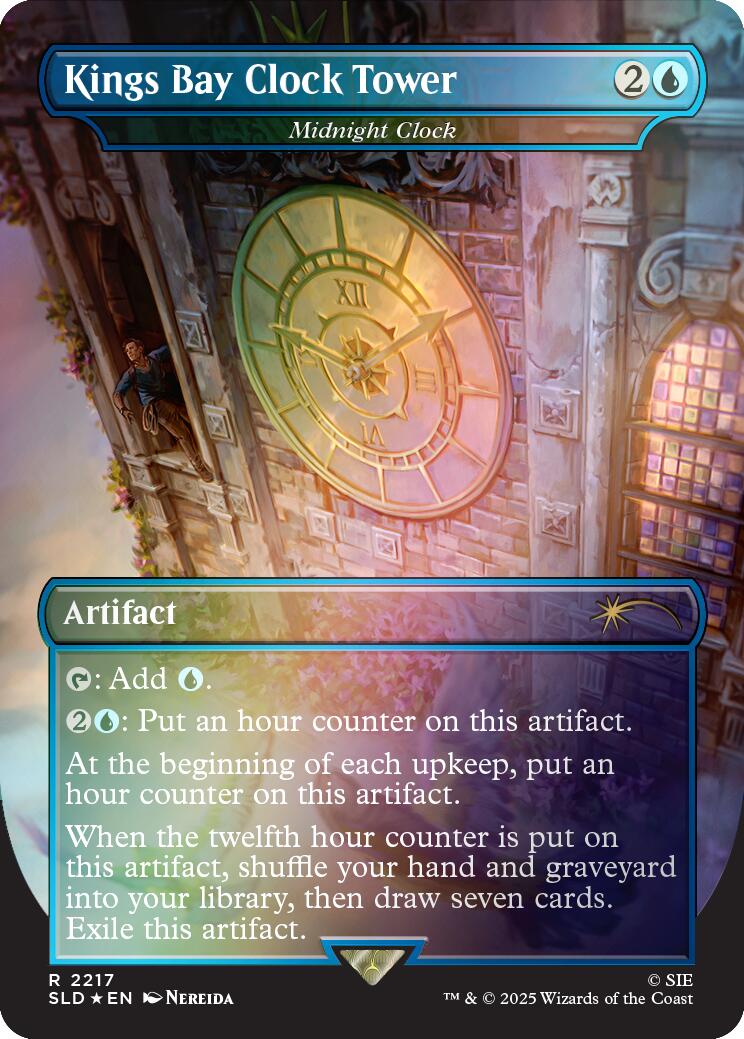Kings Bay Clock Tower - Midnight Clock (Rainbow Foil) [Secret Lair Drop Series] MTG Single Magic: The Gathering | Red Claw Gaming