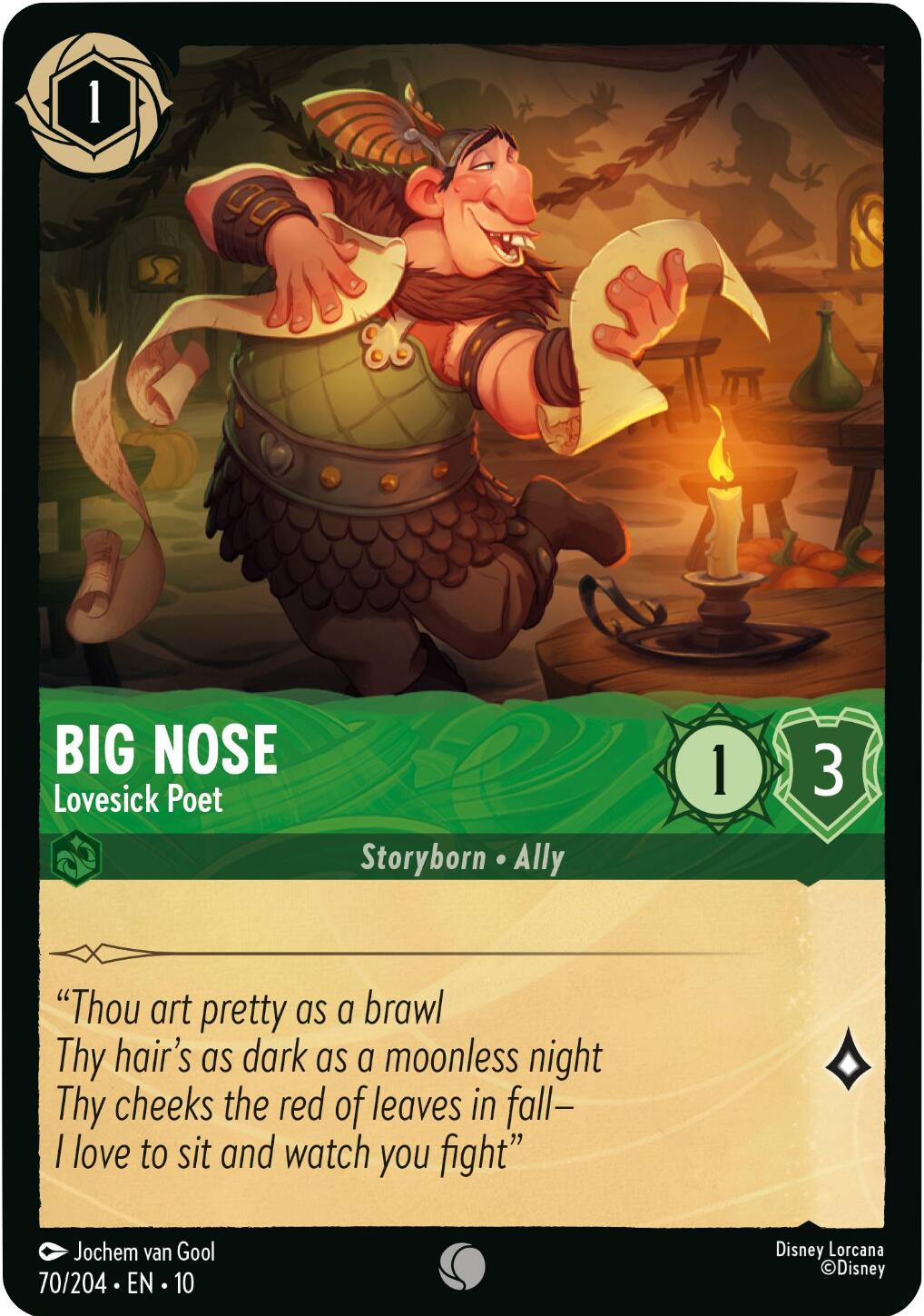 Big Nose - Lovesick Poet (70/204) [Whispers in the Well] Lorcana Single Disney | Red Claw Gaming