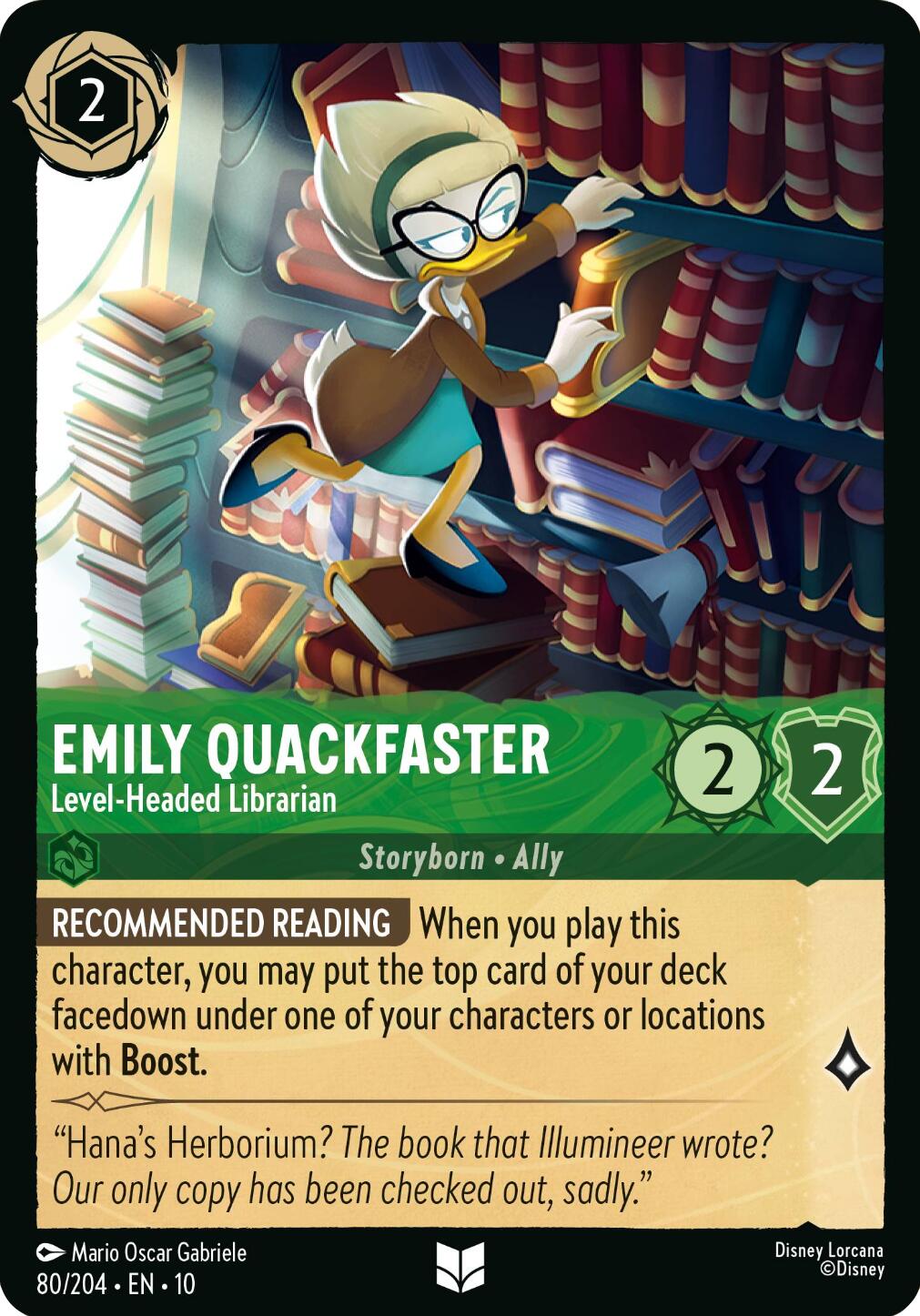 Emily Quackfaster - Level-Headed Librarian (80/204) [Whispers in the Well] Lorcana Single Disney | Red Claw Gaming