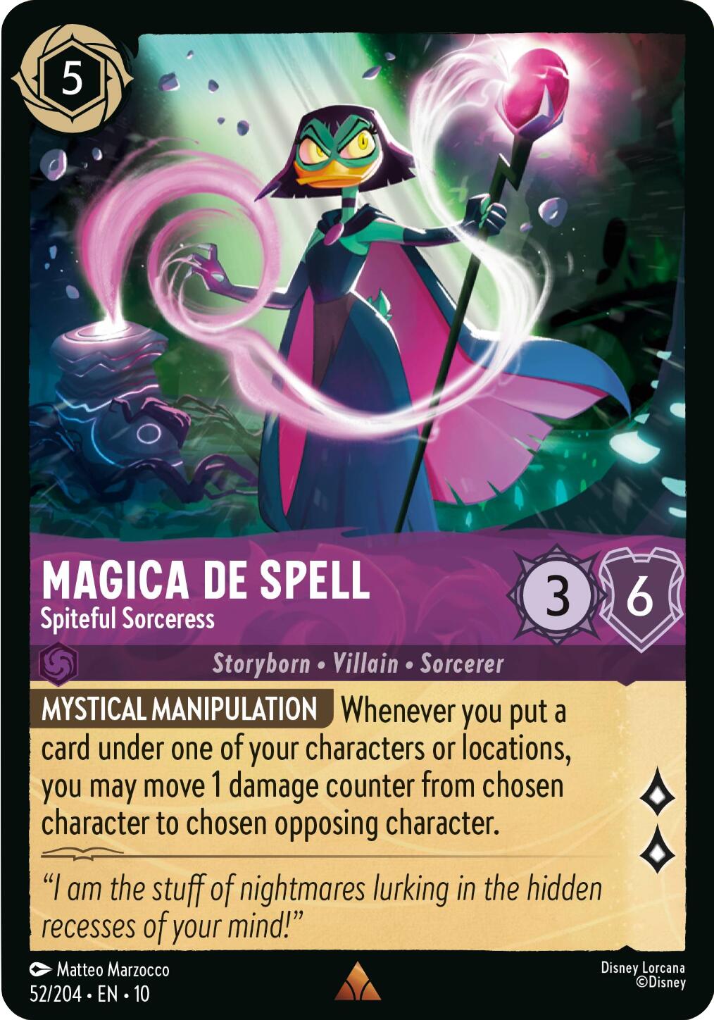 Magica De Spell - Spiteful Sorceress (52/204) [Whispers in the Well] Lorcana Single Disney | Red Claw Gaming
