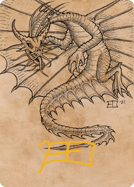 Ancient Gold Dragon Art Card (44) (Gold-Stamped Signature) [Commander Legends: Battle for Baldur's Gate Art Series] MTG Single Magic: The Gathering | Red Claw Gaming