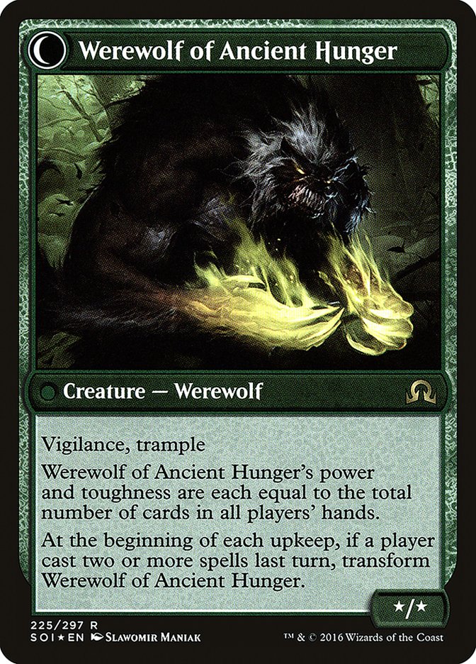 Sage of Ancient Lore // Werewolf of Ancient Hunger [Shadows over Innistrad Prerelease Promos] MTG Single Magic: The Gathering | Red Claw Gaming