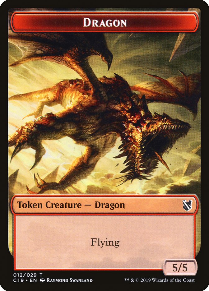 Heart-Piercer Manticore // Dragon Double-Sided Token [Commander 2019 Tokens] MTG Single Magic: The Gathering | Red Claw Gaming