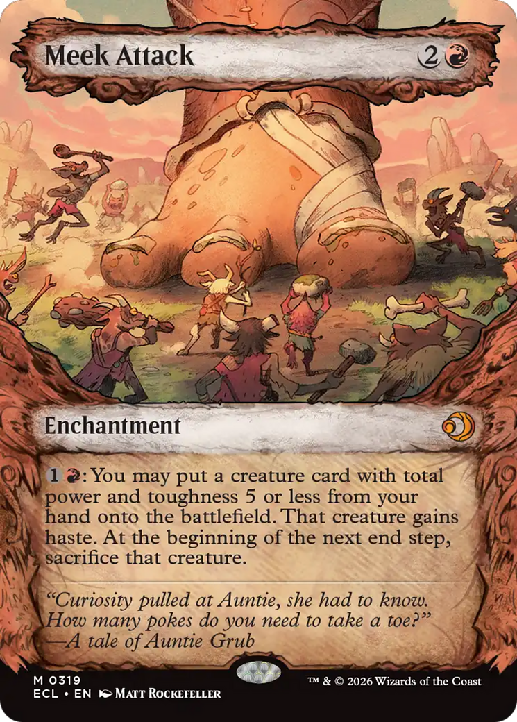 Meek Attack (319) (Showcase) [Lorwyn Eclipsed] MTG Single Magic: The Gathering | Red Claw Gaming