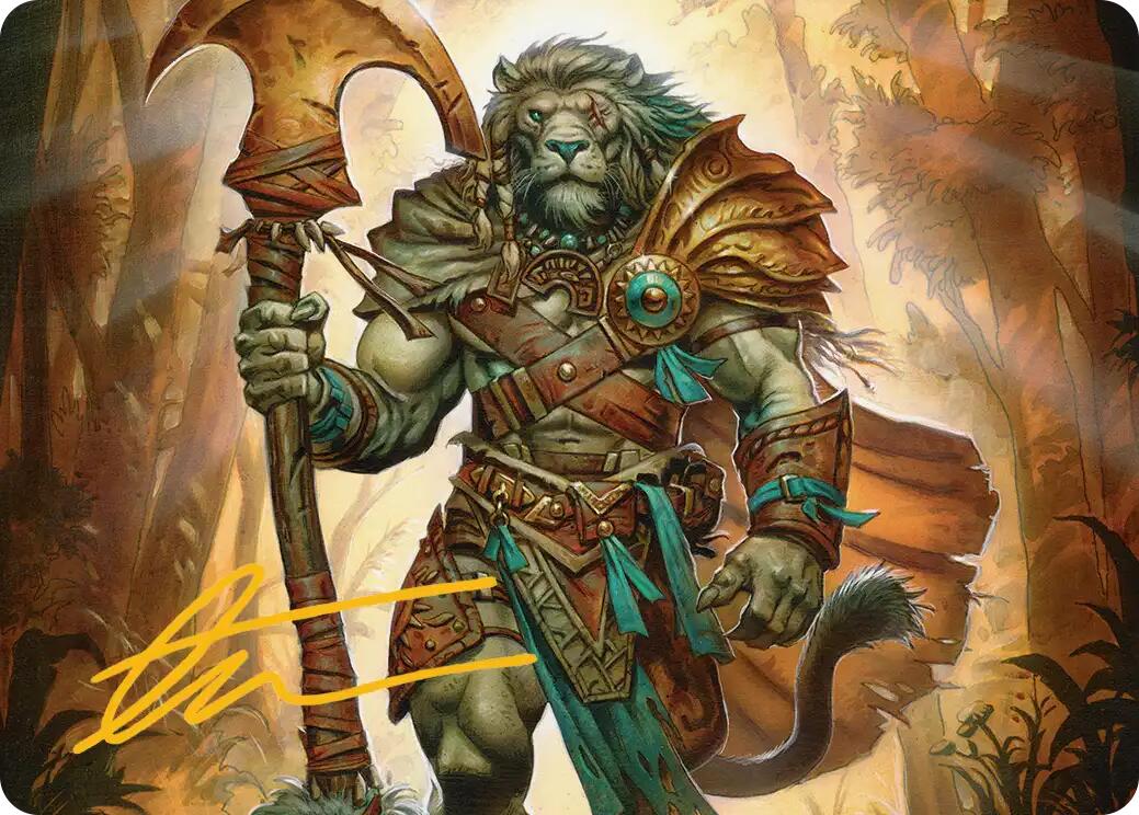 Ajani, Outland Chaperone Art Card (Gold-Stamped Signature) [Lorwyn Eclipsed Art Series] MTG Single Magic: The Gathering | Red Claw Gaming