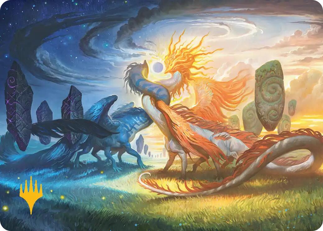 Celestial Reunion Art Card (19/54) (Gold-Stamped Planeswalker Symbol) [Lorwyn Eclipsed Art Series] MTG Single Magic: The Gathering | Red Claw Gaming