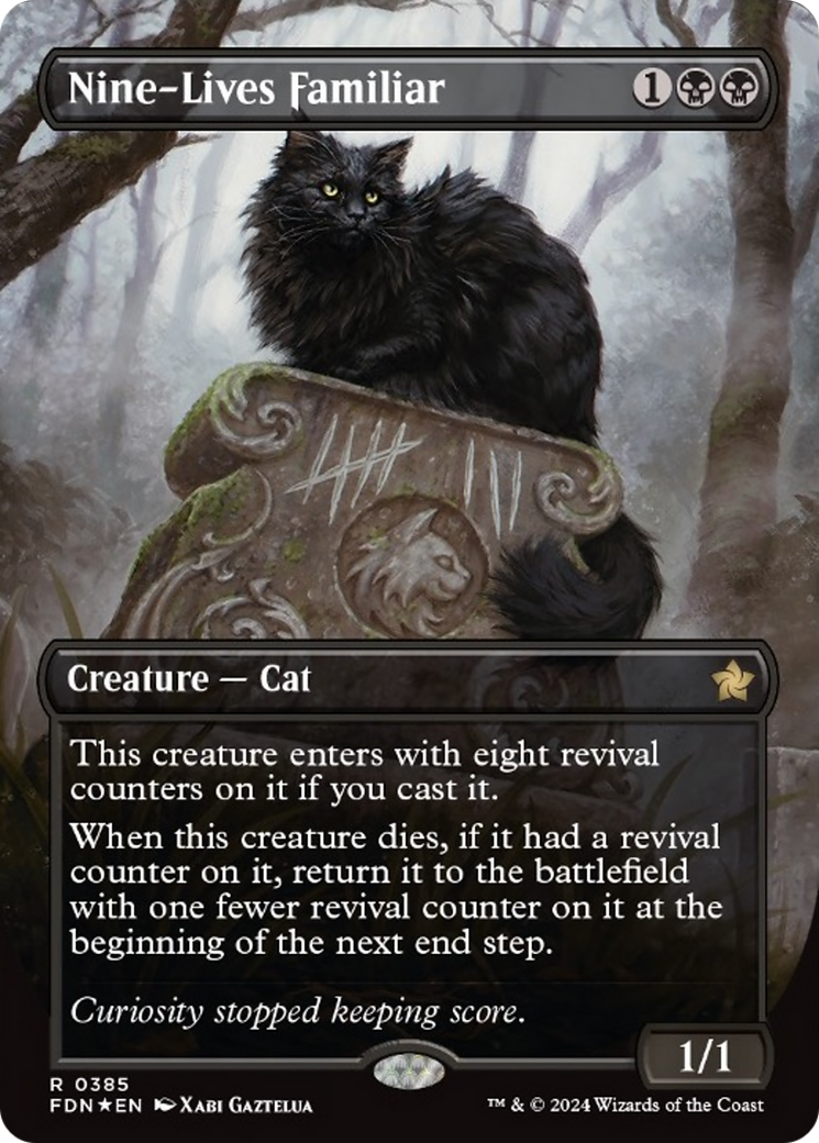 Nine-Lives Familiar (Borderless Mana Foil) [Foundations] MTG Single Magic: The Gathering | Red Claw Gaming