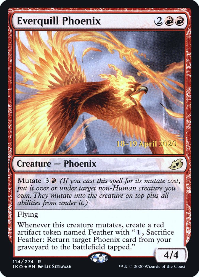 Everquill Phoenix [Ikoria: Lair of Behemoths Prerelease Promos] MTG Single Magic: The Gathering | Red Claw Gaming