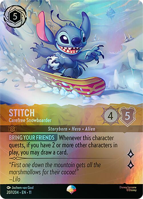 Stitch - Carefree Snowboarder (Epic) (207/204) [Winterspell] Lorcana Single Disney | Red Claw Gaming