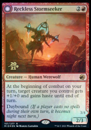 Reckless Stormseeker // Storm-Charged Slasher [Innistrad: Midnight Hunt Prerelease Promos] MTG Single Magic: The Gathering | Red Claw Gaming