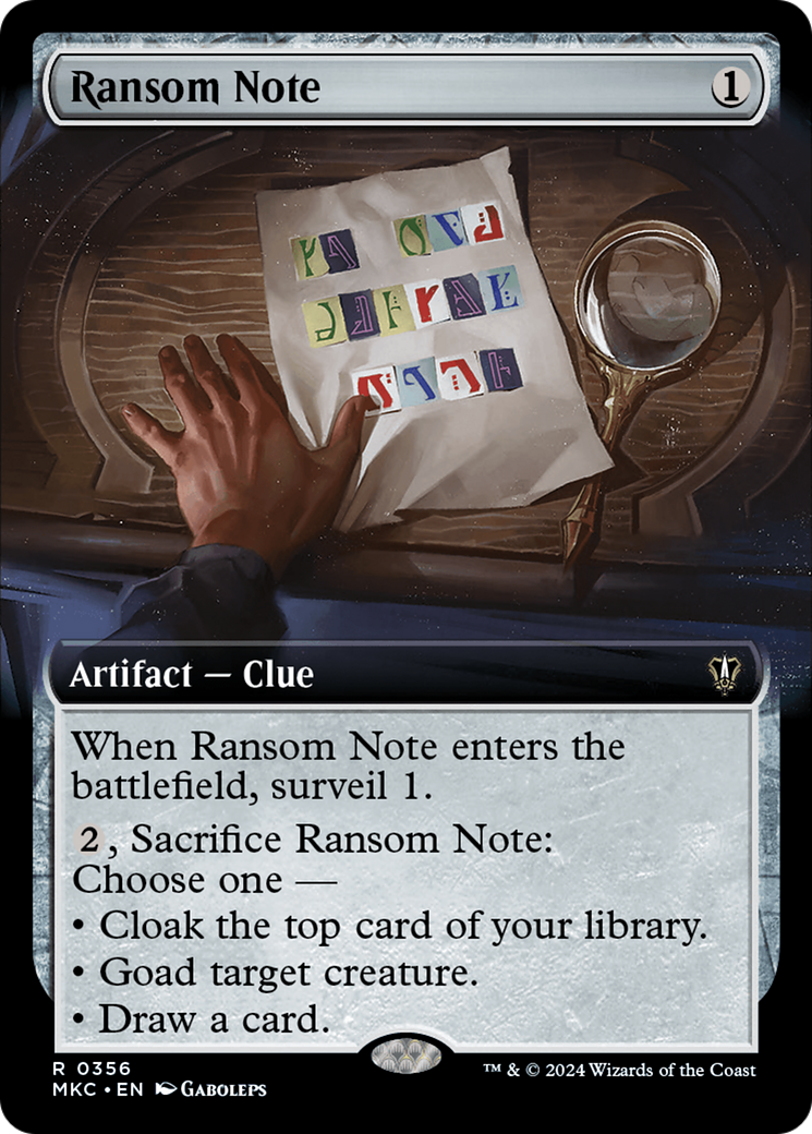 Ransom Note (0356) (Extended Art) [Murders at Karlov Manor Commander] MTG Single Magic: The Gathering    | Red Claw Gaming