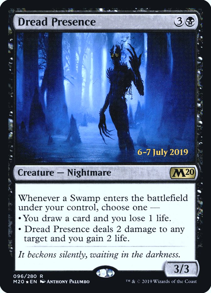 Dread Presence [Core Set 2020 Prerelease Promos] MTG Single Magic: The Gathering | Red Claw Gaming