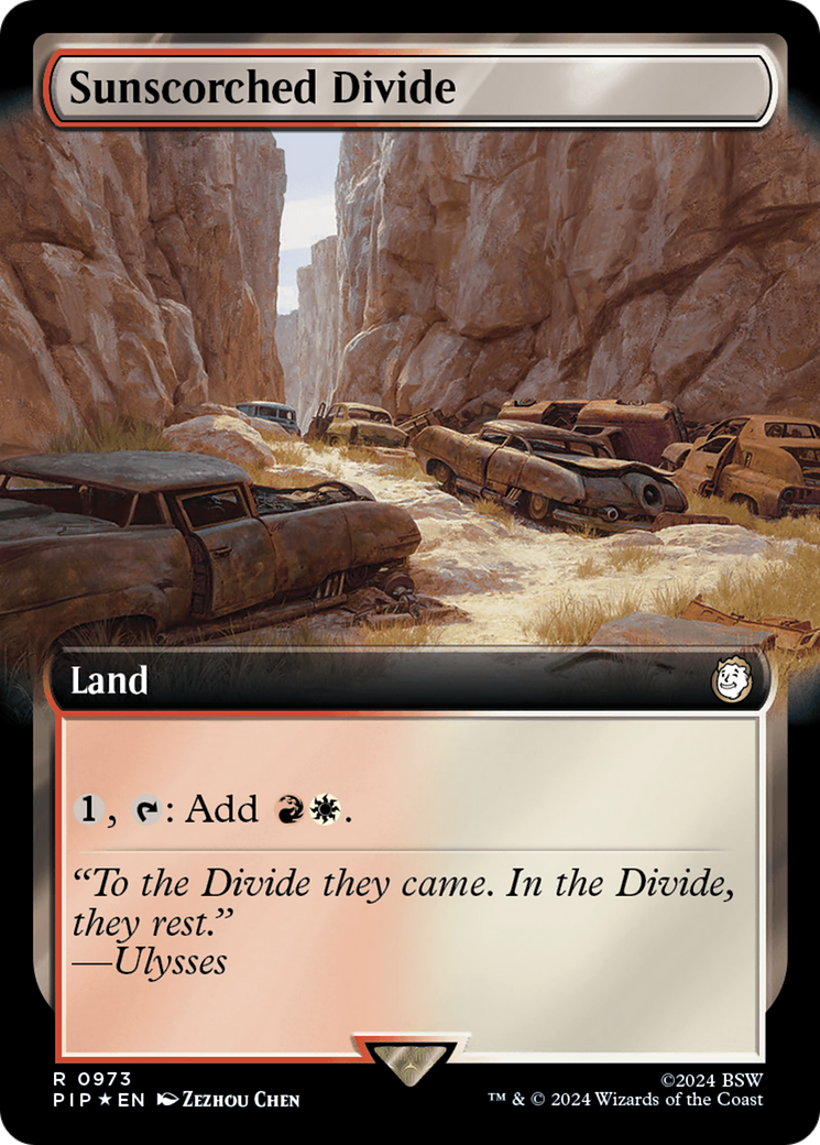 Sunscorched Divide (Extended Art) (Surge Foil) [Fallout] MTG Single Magic: The Gathering | Red Claw Gaming