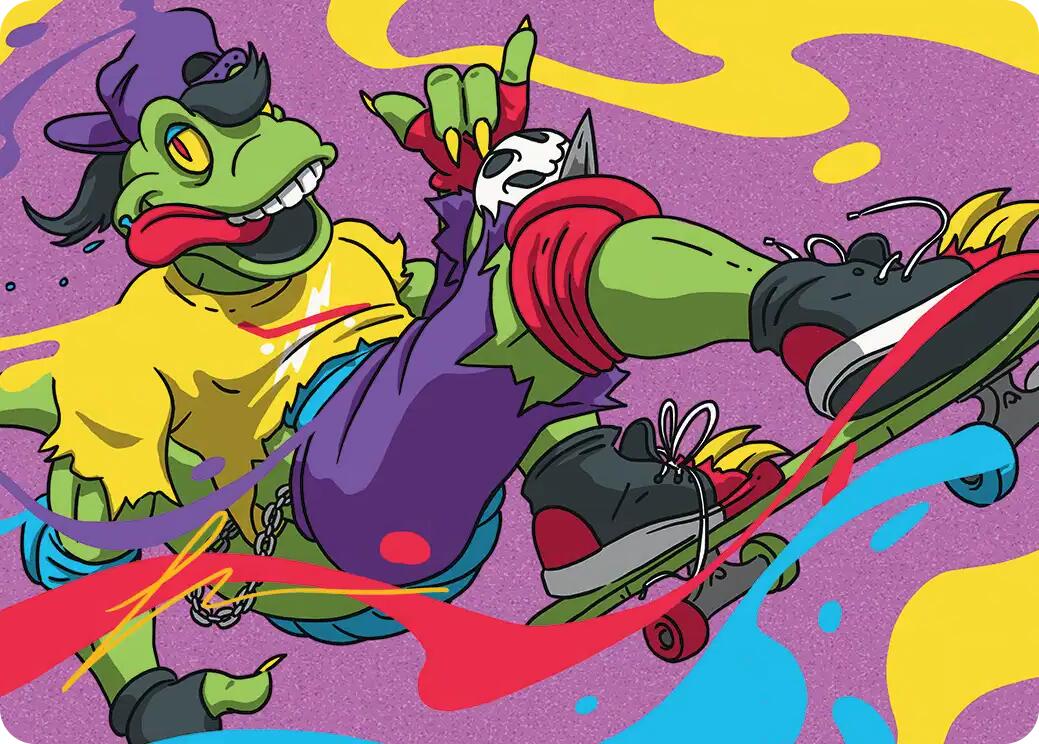 Mondo Gecko Art Card (Gold-Stamped Signature) [Teenage Mutant Ninja Turtles Art Series] MTG Single Magic: The Gathering | Red Claw Gaming