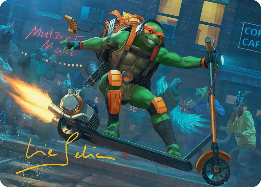 Michelangelo, On the Scene Art Card (Gold-Stamped Signature) [Teenage Mutant Ninja Turtles Art Series] MTG Single Magic: The Gathering | Red Claw Gaming