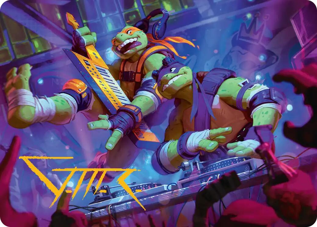 Mikey & Don, Party Planners Art Card (Gold-Stamped Signature) [Teenage Mutant Ninja Turtles Art Series] MTG Single Magic: The Gathering | Red Claw Gaming