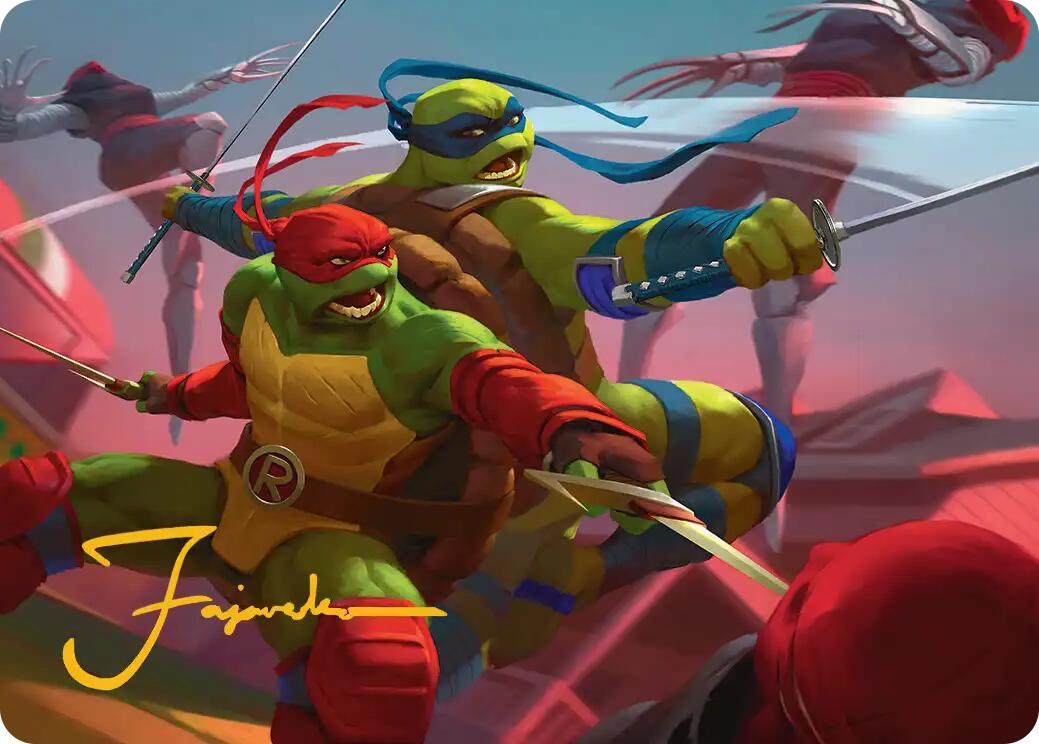 Raph & Leo, Sibling Rivals Art Card (Gold-Stamped Signature) [Teenage Mutant Ninja Turtles Art Series] MTG Single Magic: The Gathering | Red Claw Gaming