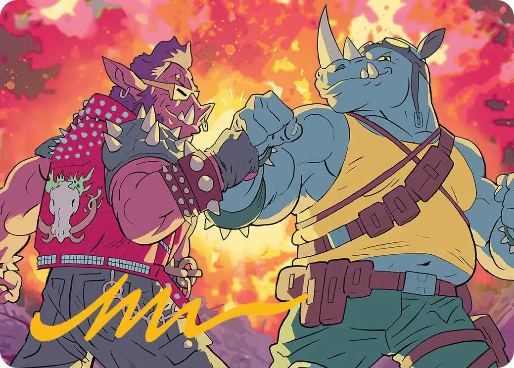 Bebop & Rocksteady Art Card (Gold-Stamped Signature) [Teenage Mutant Ninja Turtles Art Series] MTG Single Magic: The Gathering | Red Claw Gaming