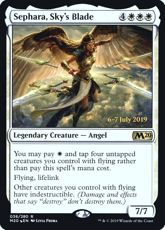 Sephara, Sky's Blade [Core Set 2020 Prerelease Promos] MTG Single Magic: The Gathering | Red Claw Gaming