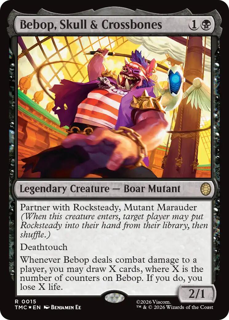 Bebop, Skull & Crossbones (Surge Foil) [Teenage Mutant Ninja Turtles Commander] MTG Single Magic: The Gathering | Red Claw Gaming