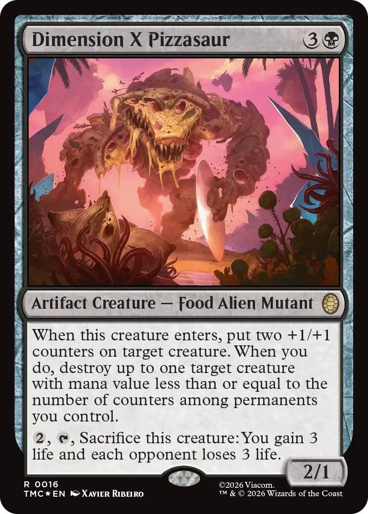Dimension X Pizzasaur (Surge Foil) [Teenage Mutant Ninja Turtles Commander] MTG Single Magic: The Gathering | Red Claw Gaming