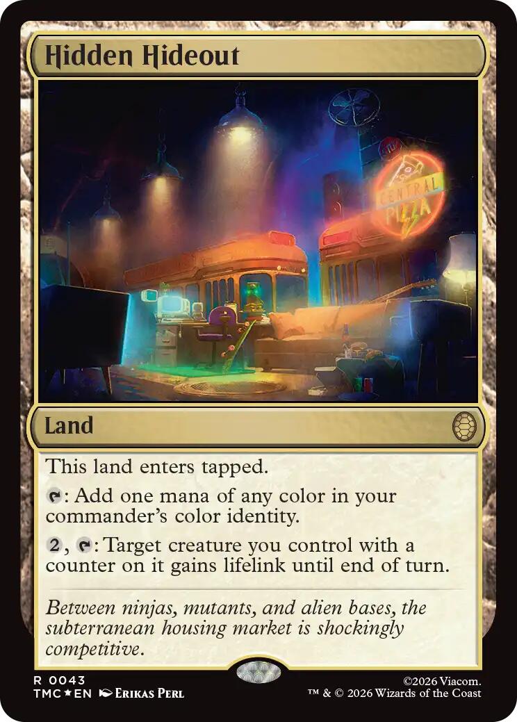 Hidden Hideout (Surge Foil) [Teenage Mutant Ninja Turtles Commander] MTG Single Magic: The Gathering | Red Claw Gaming