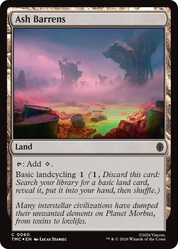 Ash Barrens (Surge Foil) [Teenage Mutant Ninja Turtles Commander] MTG Single Magic: The Gathering | Red Claw Gaming