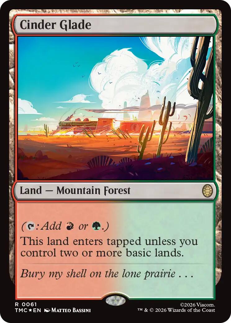 Cinder Glade (Surge Foil) [Teenage Mutant Ninja Turtles Commander] MTG Single Magic: The Gathering | Red Claw Gaming