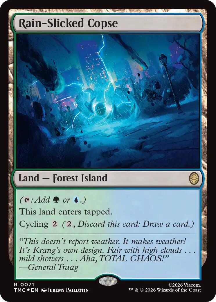 Rain-Slicked Copse (Surge Foil) [Teenage Mutant Ninja Turtles Commander] MTG Single Magic: The Gathering | Red Claw Gaming