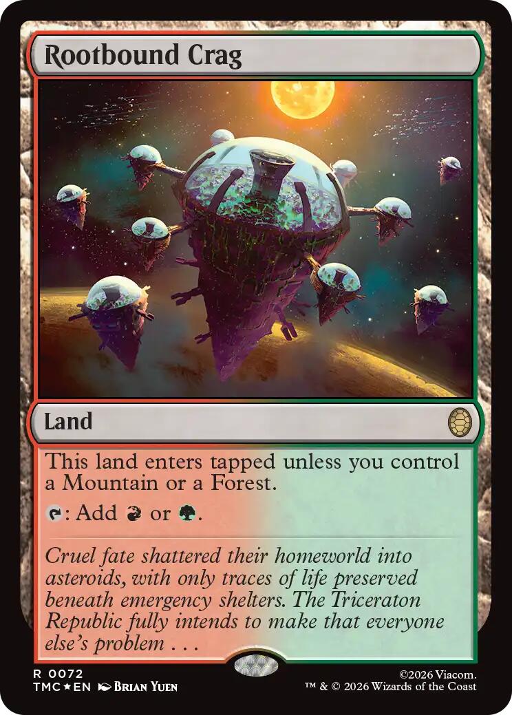 Rootbound Crag (Surge Foil) [Teenage Mutant Ninja Turtles Commander] MTG Single Magic: The Gathering | Red Claw Gaming