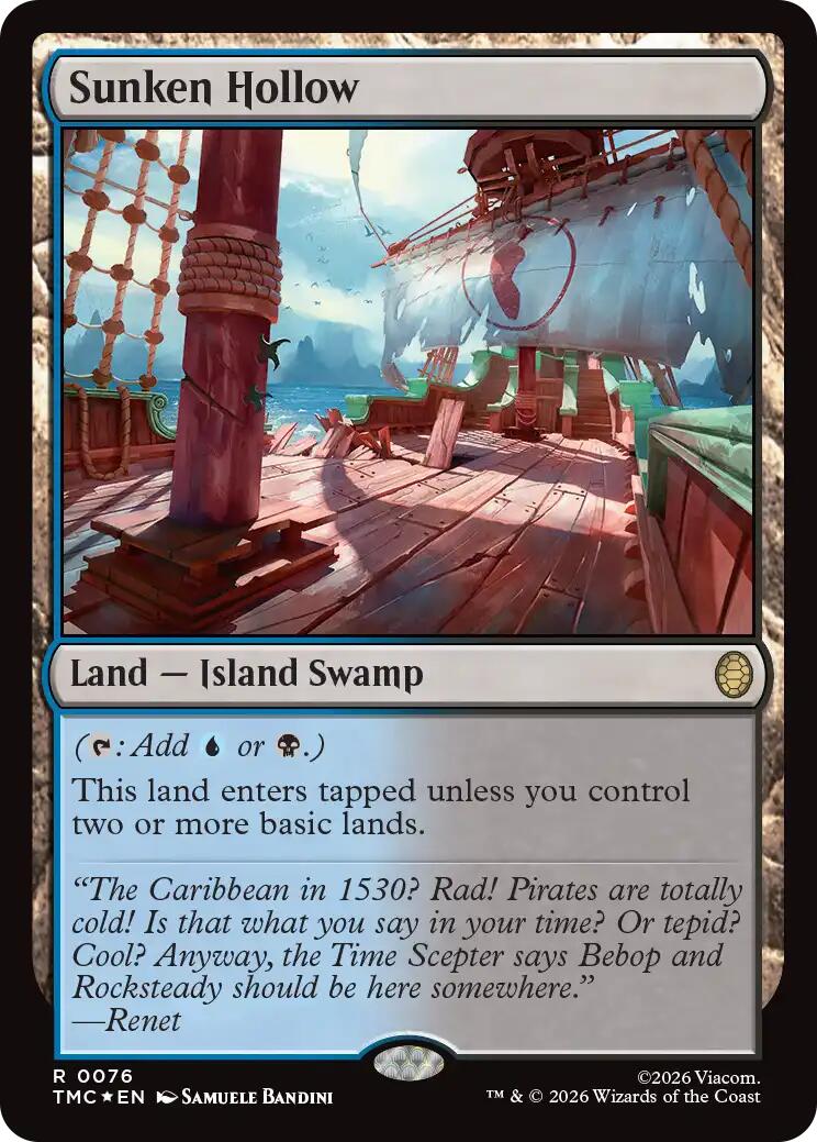 Sunken Hollow (Surge Foil) [Teenage Mutant Ninja Turtles Commander] MTG Single Magic: The Gathering | Red Claw Gaming