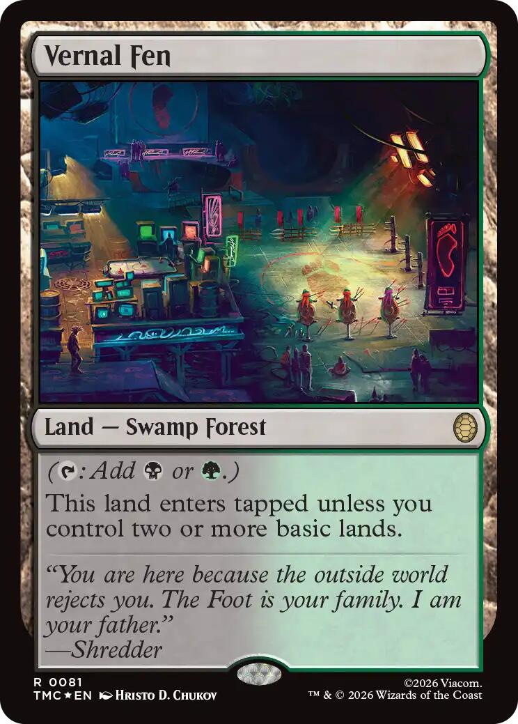Vernal Fen (Surge Foil) [Teenage Mutant Ninja Turtles Commander] MTG Single Magic: The Gathering | Red Claw Gaming