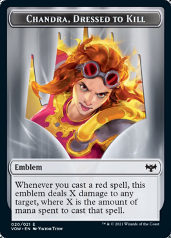 Blood // Chandra, Dressed to Kill Emblem Double-Sided Token [Innistrad: Crimson Vow Tokens] MTG Single Magic: The Gathering | Red Claw Gaming