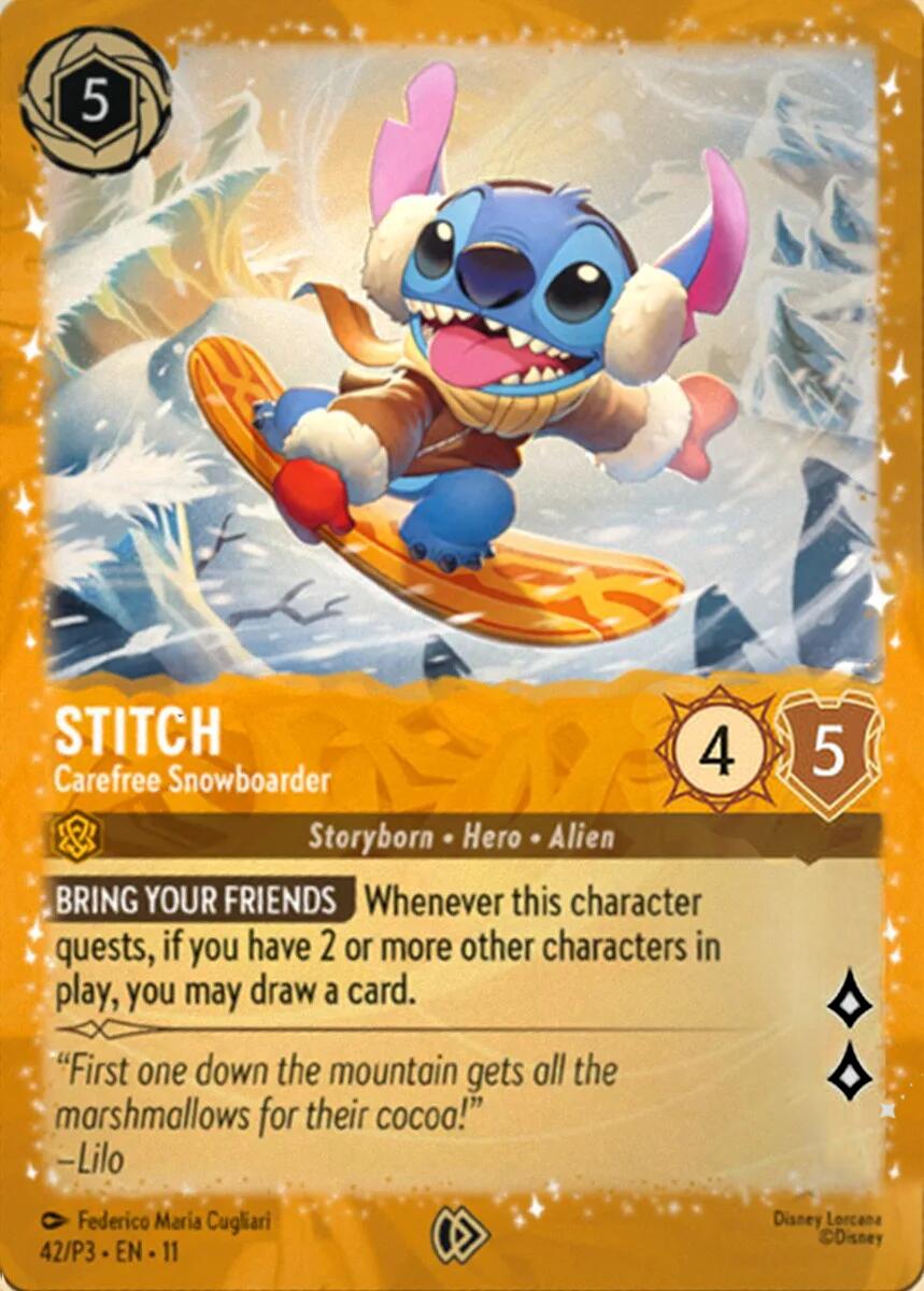 Stitch - Carefree Snowboarder (42) [Promo Cards] Lorcana Single Disney | Red Claw Gaming