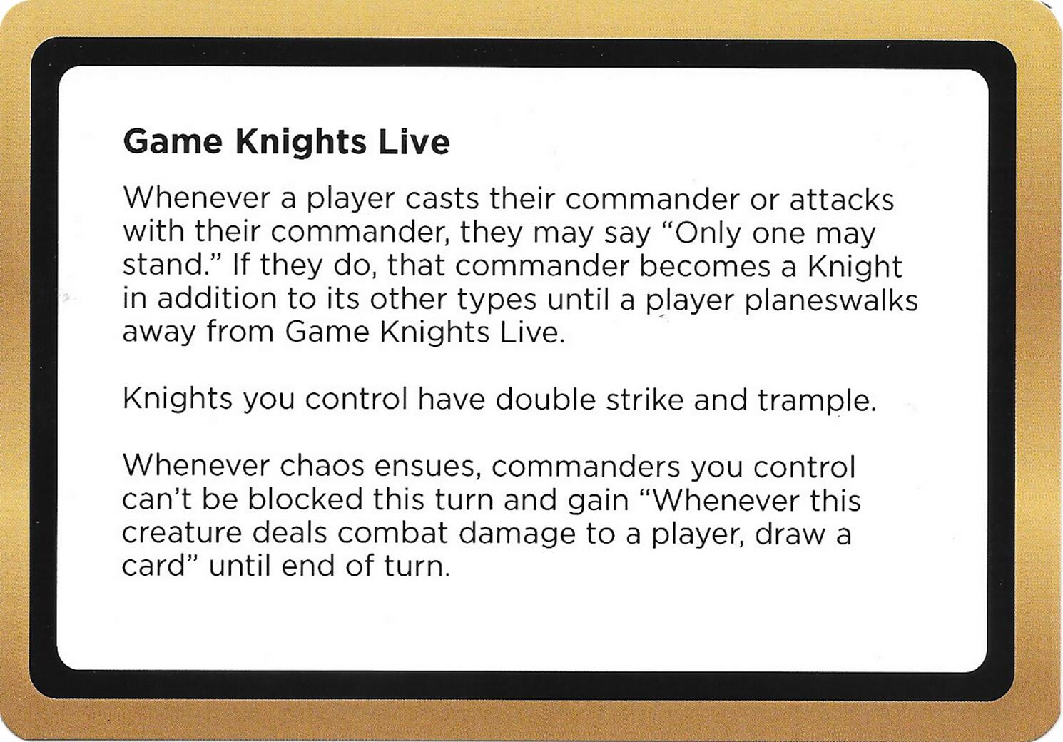Game Knights Live (Black Lotus Unknown Planechase) [Oversize Cards] MTG Single Magic: The Gathering | Red Claw Gaming
