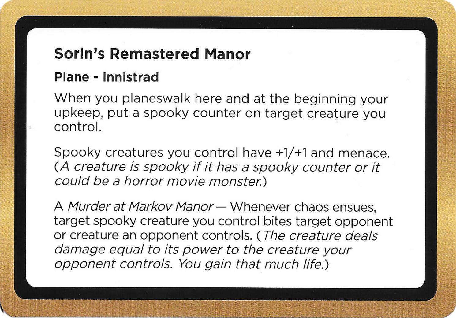 Sorin's Remastered Manor (Black Lotus Unknown Planechase) [Oversize Cards] MTG Single Magic: The Gathering | Red Claw Gaming
