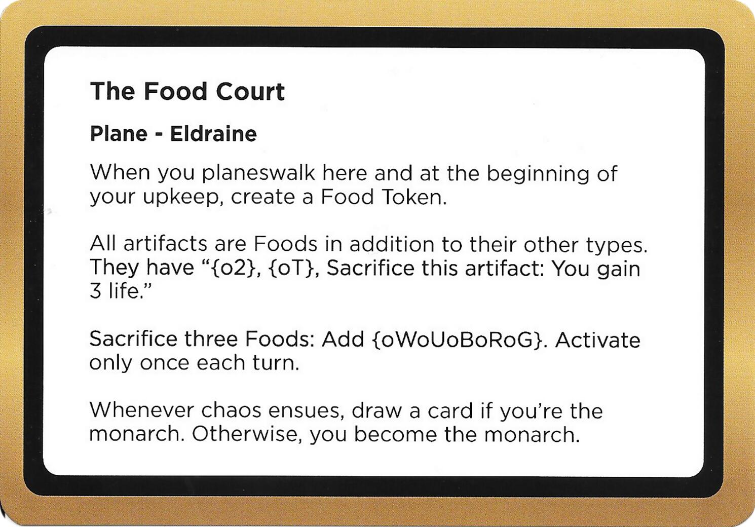The Food Court (Black Lotus Unknown Planechase) [Oversize Cards] MTG Single Magic: The Gathering | Red Claw Gaming
