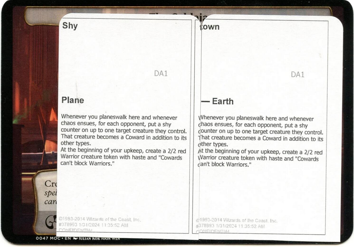 Shy Town (Black Lotus Unknown Planechase) [Oversize Cards] MTG Single Magic: The Gathering | Red Claw Gaming