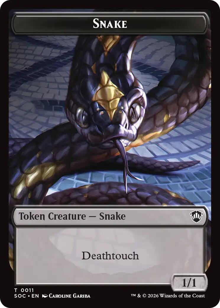 Snake // Zombie Double-Sided Token [Secrets of Strixhaven Commander Tokens] MTG Single Magic: The Gathering | Red Claw Gaming