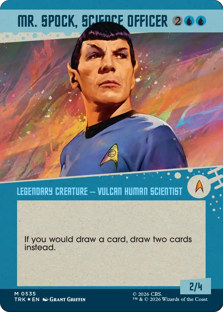 Mr. Spock, Science Officer (Borderless) (Surge Foil) [Star Trek] MTG Single Magic: The Gathering | Red Claw Gaming